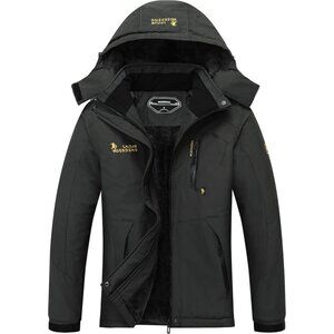 Women's Dark-grey Waterproof Ski Jacket Warm Winter  Hooded Raincoat Jacket